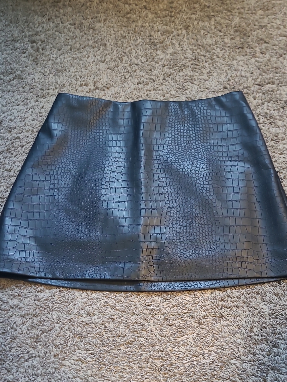 Abercrombie & Fitch Black Faux Croc Mini Skirt